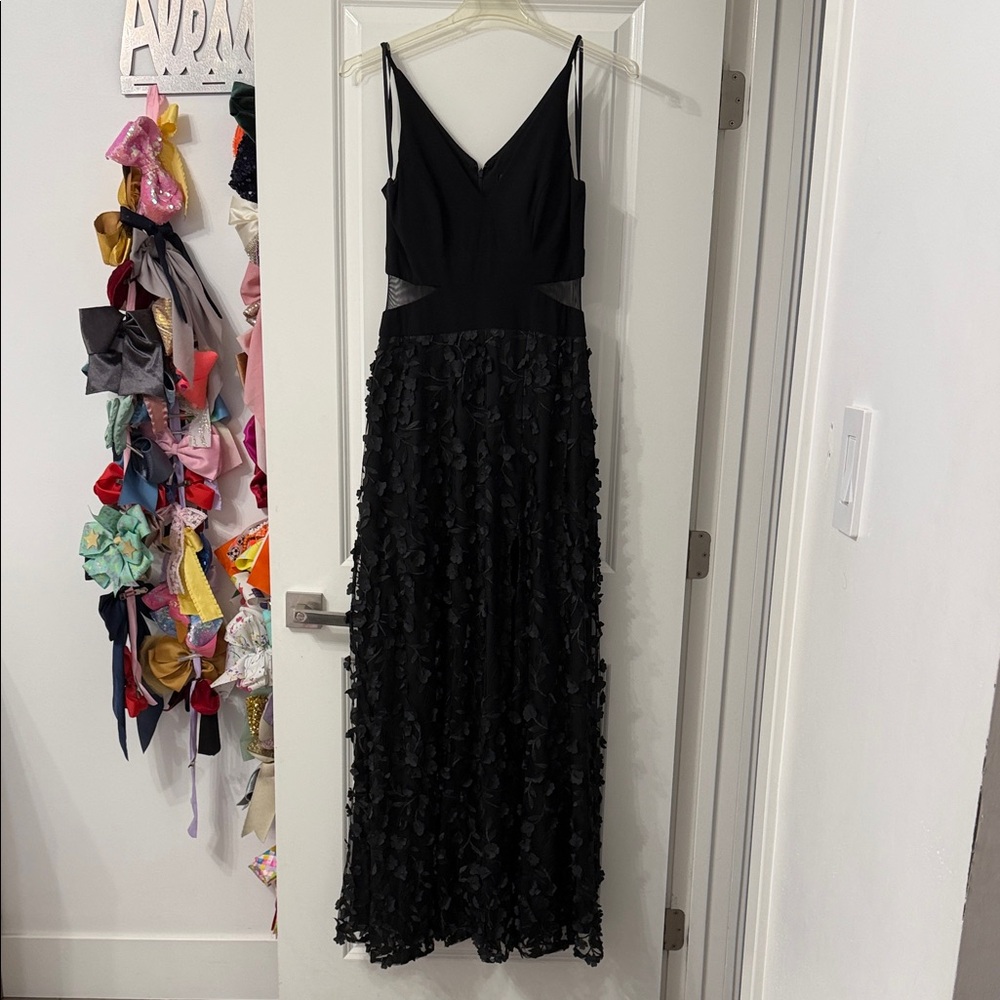 Xscape Black Maxi Dress with floral skirt